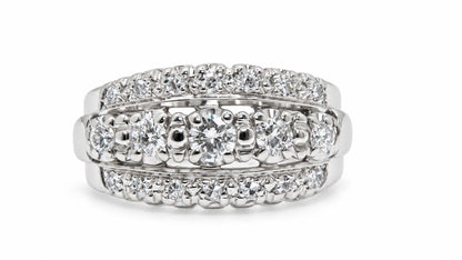 Anniversary Classic Cluster Natural .50CT Diamonds Three Row Band 14KT White Gold 95567