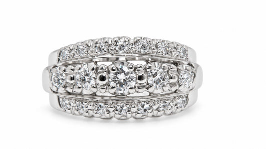 Anniversary Classic Cluster Natural .50CT Diamonds Three Row Band 14KT White Gold 95567