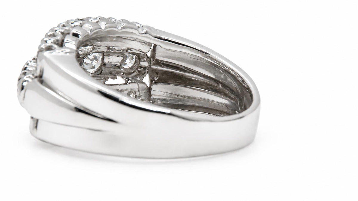Anniversary Classic Cluster Natural .50CT Diamonds Three Row Band 14KT White Gold 95567