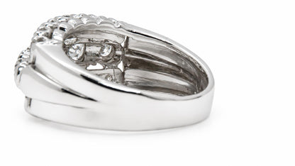 Anniversary Classic Cluster Natural .50CT Diamonds Three Row Band 14KT White Gold 95567