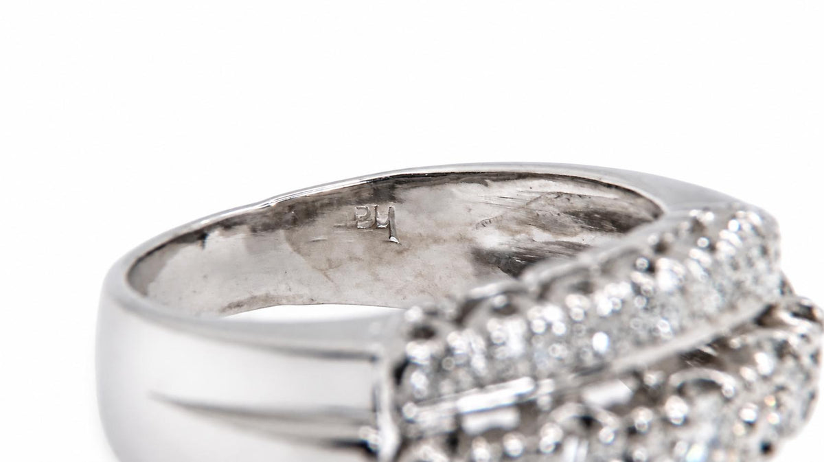 Anniversary Classic Cluster Natural .50CT Diamonds Three Row Band 14KT White Gold 95567
