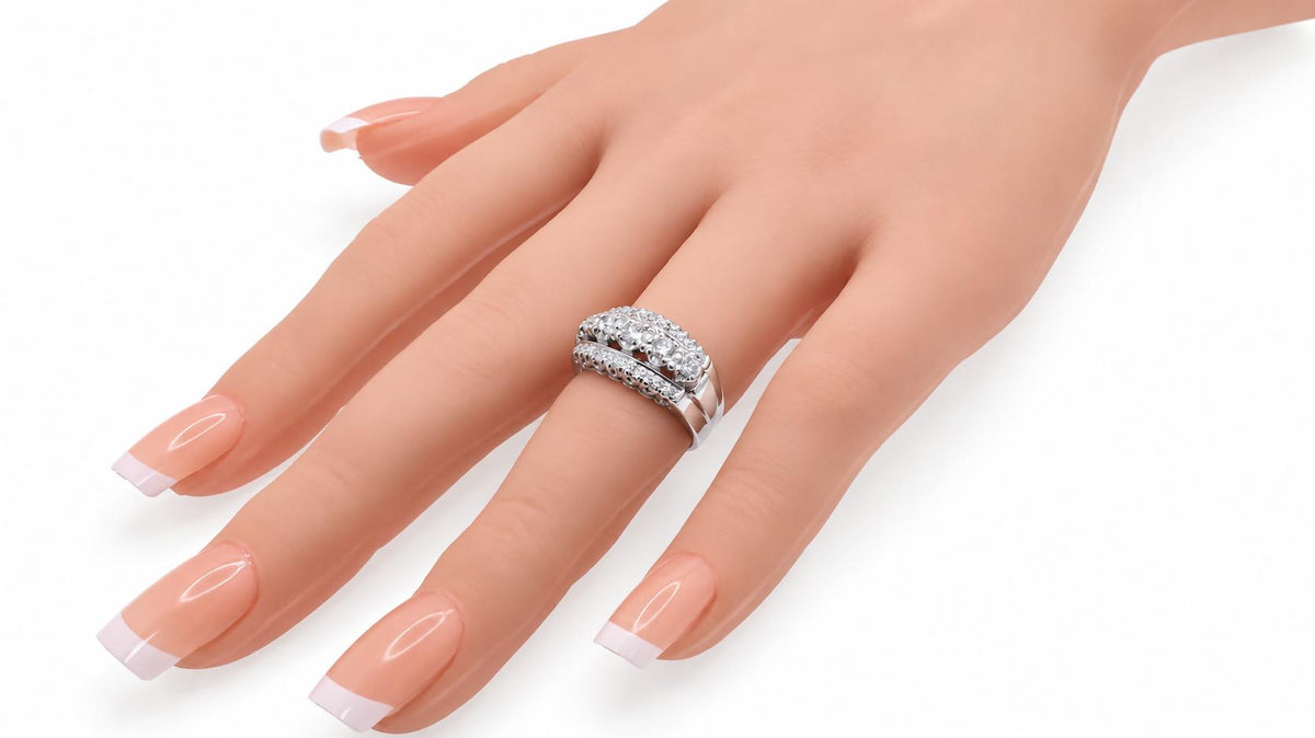 Anniversary Classic Cluster Natural .50CT Diamonds Three Row Band 14KT White Gold 95567