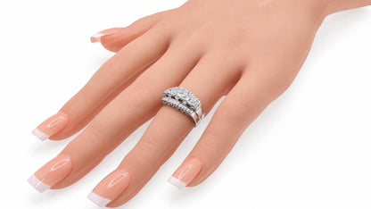 Anniversary Classic Cluster Natural .50CT Diamonds Three Row Band 14KT White Gold 95567