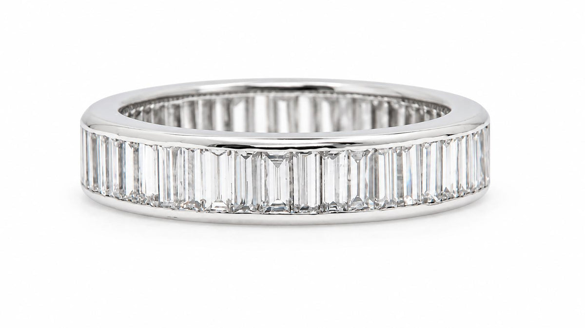 Platinum 1.50ct Natural Baguette Diamond Channel-Set Band Ring 95566