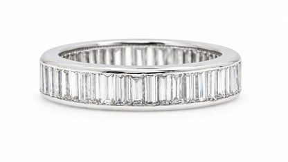 Platinum 1.50ct Natural Baguette Diamond Channel-Set Band Ring 95566