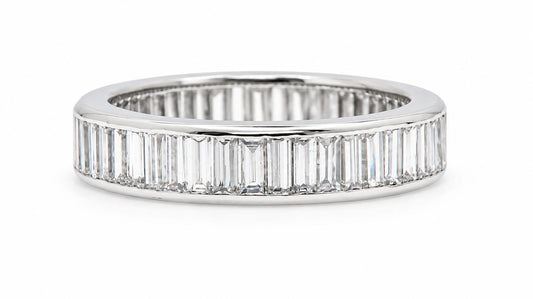 Platinum 1.50ct Natural Baguette Diamond Channel-Set Band Ring 95566