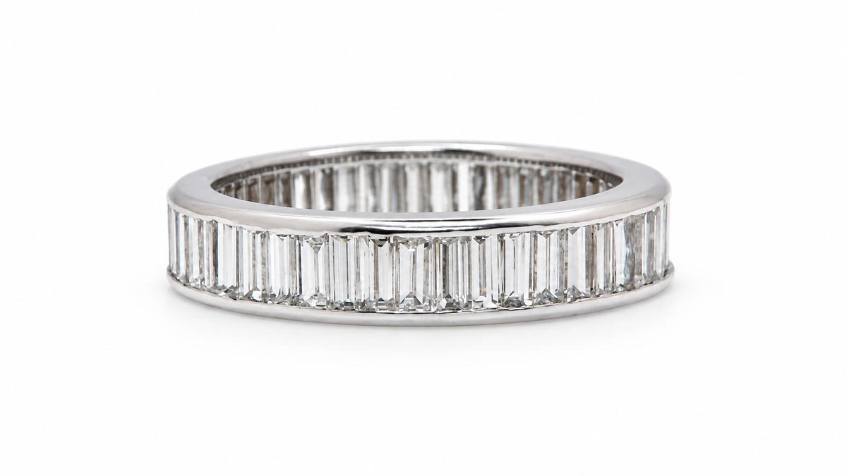 Platinum 1.50ct Natural Baguette Diamond Channel-Set Band Ring 95566