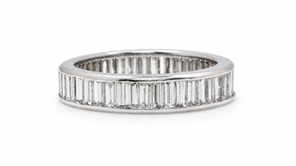 Platinum 1.50ct Natural Baguette Diamond Channel-Set Band Ring 95566
