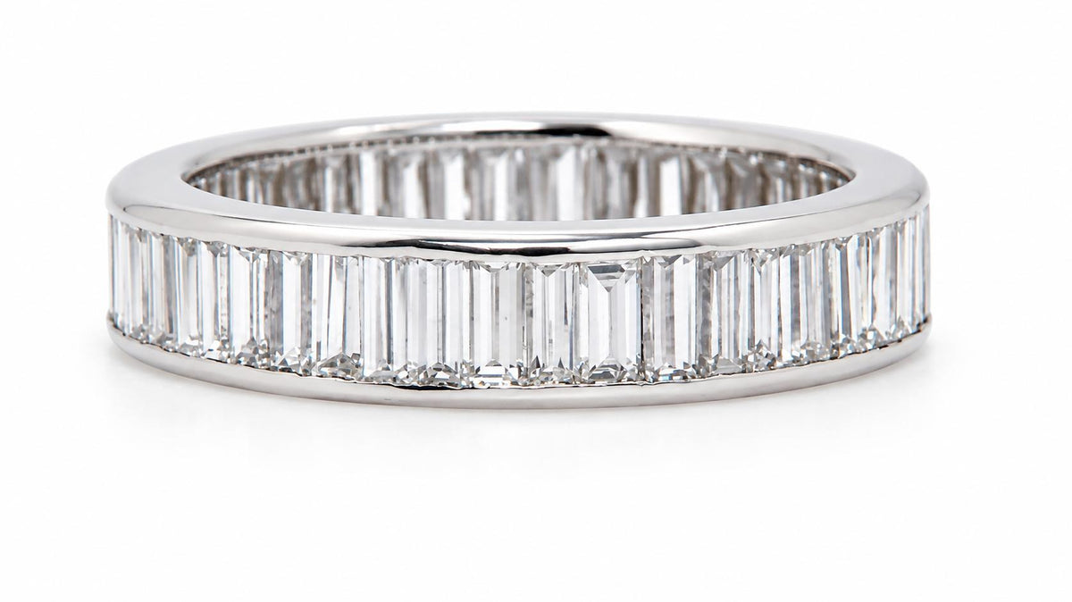 Platinum 1.50ct Natural Baguette Diamond Channel-Set Band Ring 95566