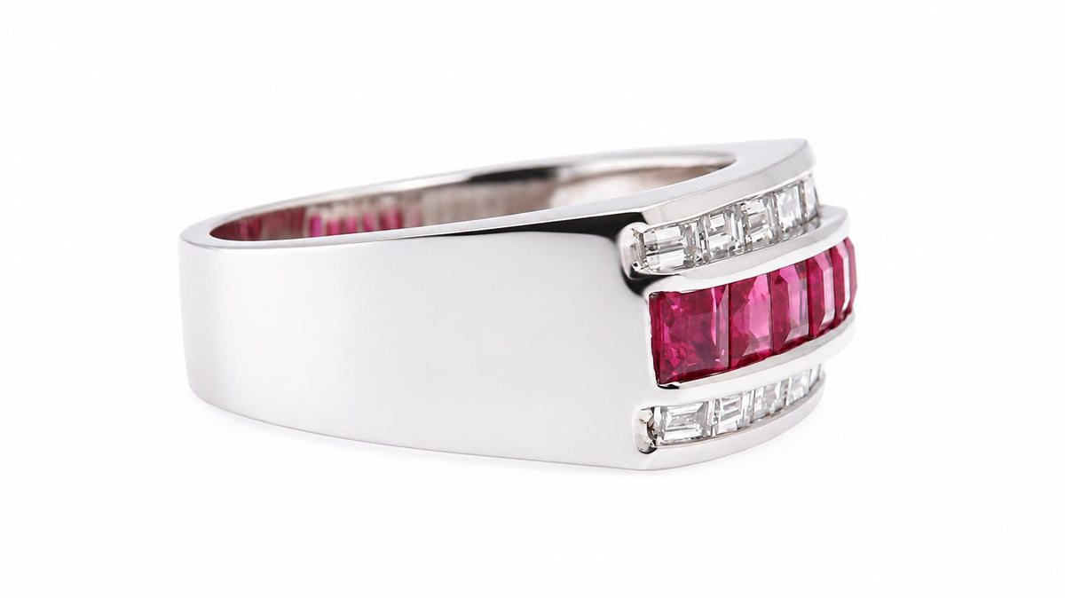 1.65ct Natural Burma Ruby & Diamond Ring 14K White Gold 95582