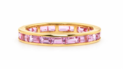 2.80ct Natural Pink Sapphire Baguette Eternity Ring 14K Yellow Gold 95584