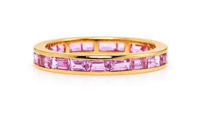 2.80ct Natural Pink Sapphire Baguette Eternity Ring 14K Yellow Gold 95584