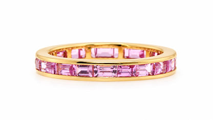 2.80ct Natural Pink Sapphire Baguette Eternity Ring 14K Yellow Gold 95584
