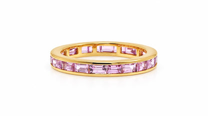2.80ct Natural Pink Sapphire Baguette Eternity Ring 14K Yellow Gold 95584