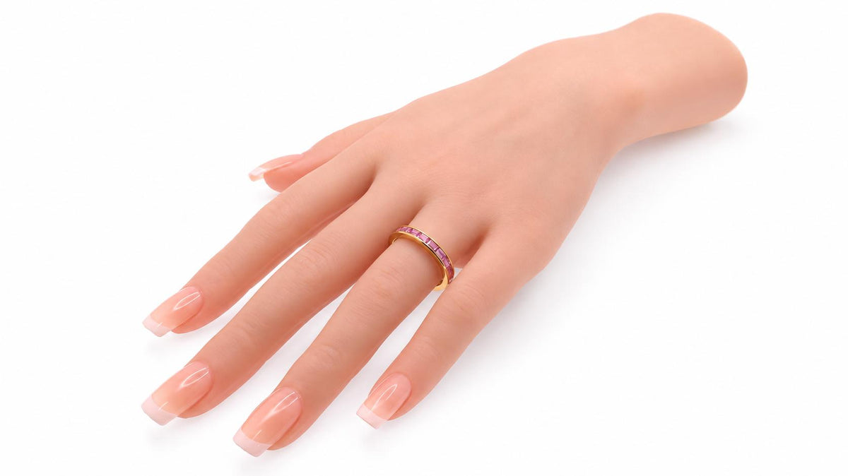 2.80ct Natural Pink Sapphire Baguette Eternity Ring 14K Yellow Gold 95584