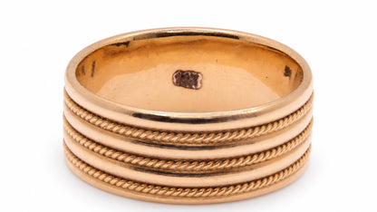 Vintage 14K Yellow Gold Barley Rope Twist Band Size 6.75 95585