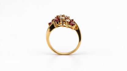 0.50ct Natural Ruby & Diamond Cluster Ring 14K Yellow Gold 95586