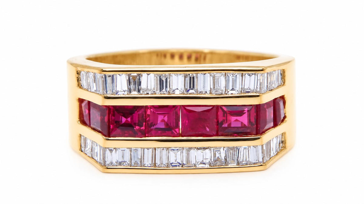 2ct Natural Burma Ruby & 1.5ct Diamond Ring in 18K Yellow Gold 95581