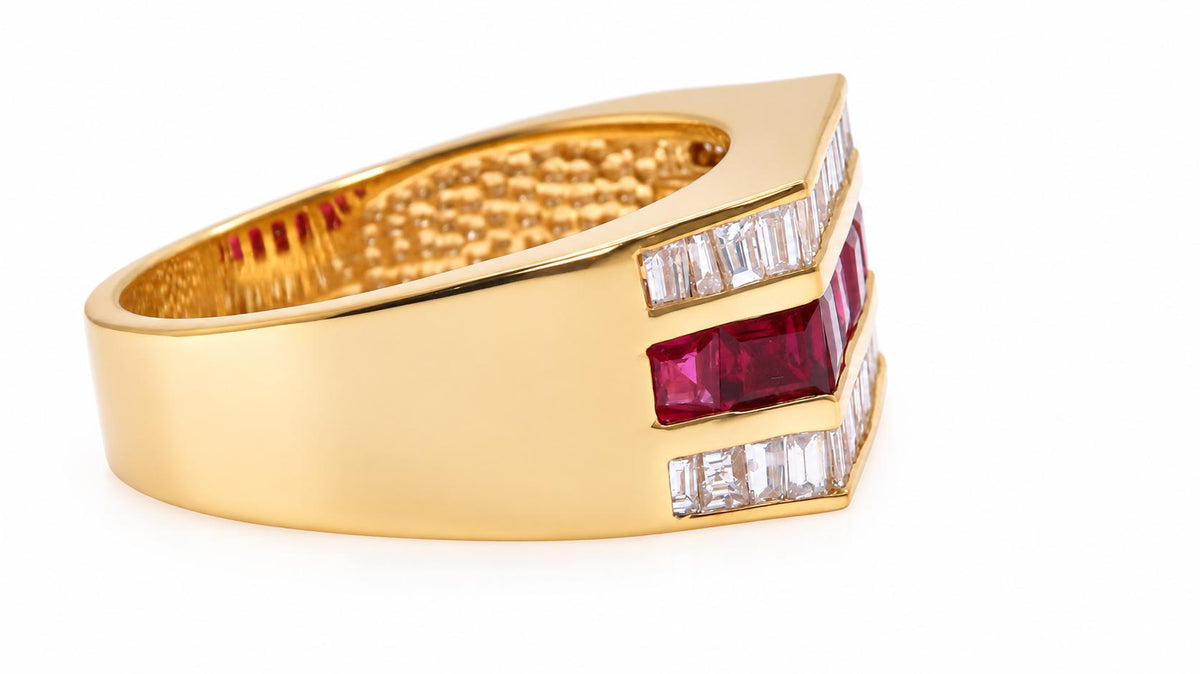 2ct Natural Burma Ruby & 1.5ct Diamond Ring in 18K Yellow Gold 95581