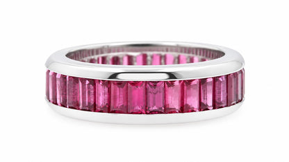 6ct Natural Baguette Ruby Eternity Ring 14K White Gold Size 7 95587