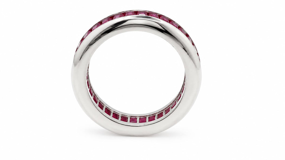 6ct Natural Baguette Ruby Eternity Ring 14K White Gold Size 7 95587