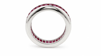 6ct Natural Baguette Ruby Eternity Ring 14K White Gold Size 7 95587