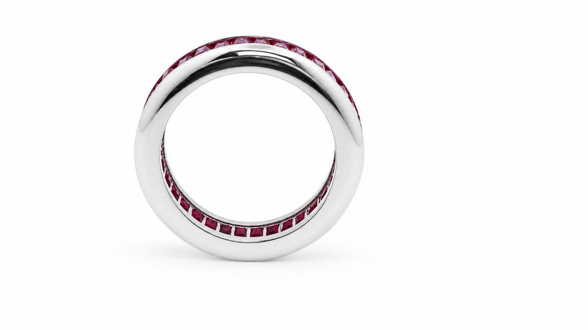 6ct Natural Baguette Ruby Eternity Ring 14K White Gold Size 7 95587