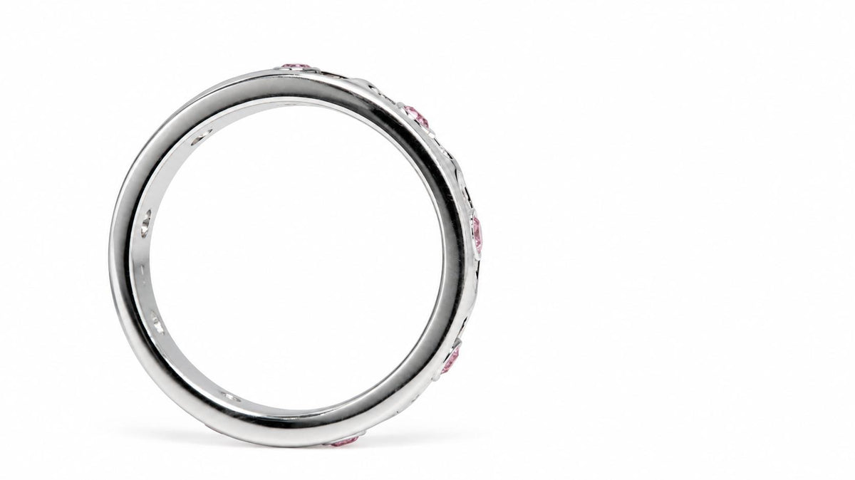 Natural Bright Pink .75ct Sapphire Eternity Ring Sterling Silver 95574