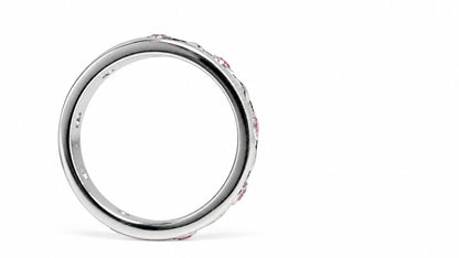 Natural Bright Pink .75ct Sapphire Eternity Ring Sterling Silver 95574