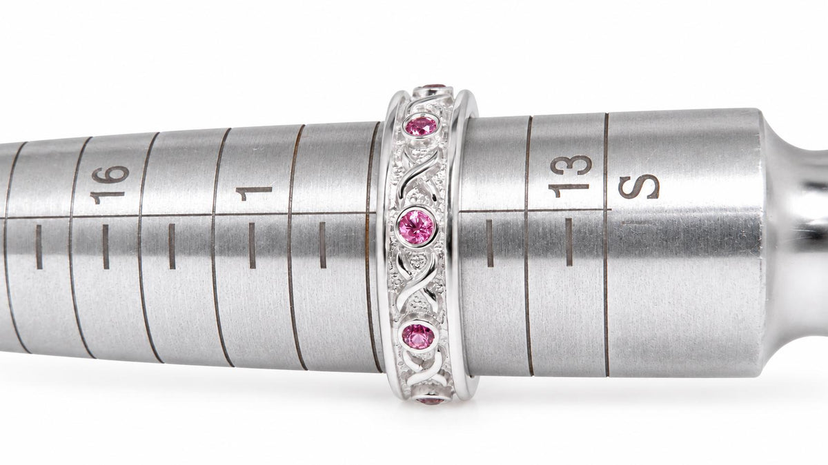 Natural Bright Pink .75ct Sapphire Eternity Ring Sterling Silver 95574