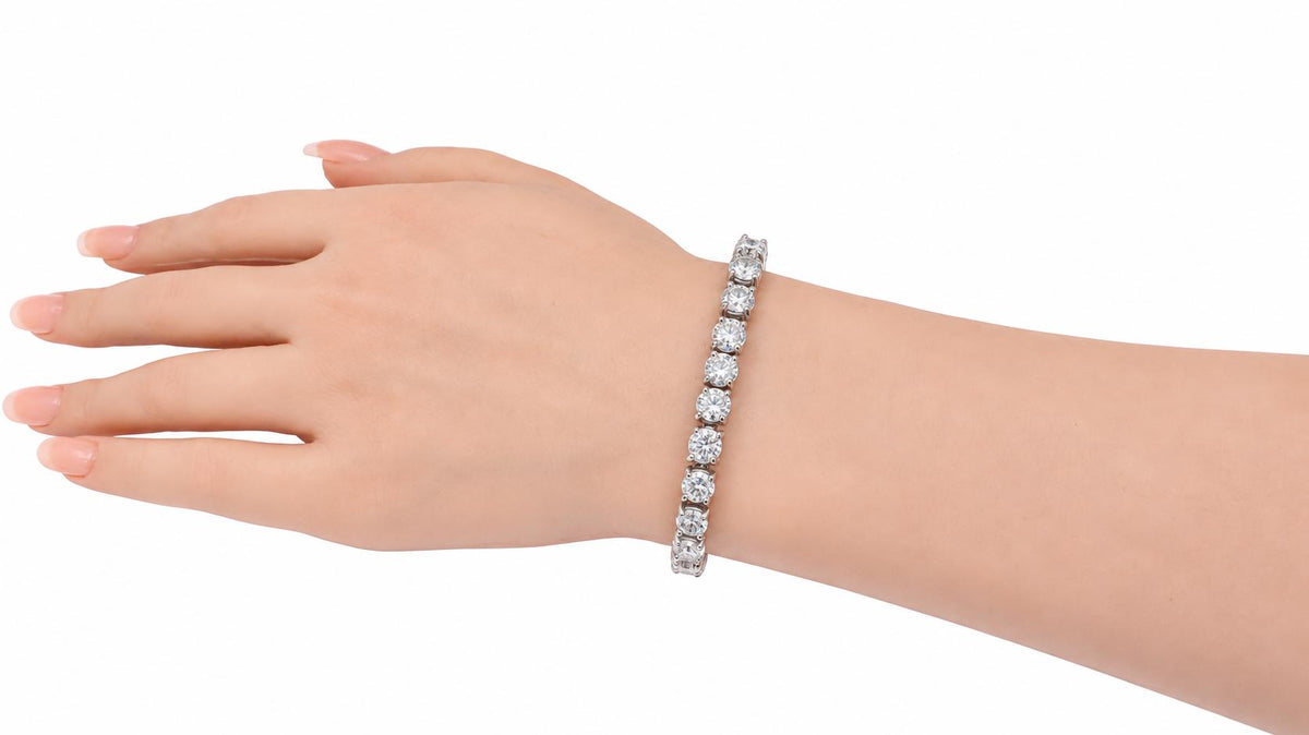 GIA Certified 15.37ct Natural Diamond Tennis Bracelet 18kt Riviera 95588