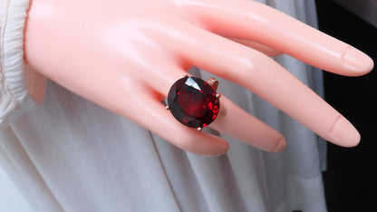 Natural 35.75 Carat Vivid Red Spessartite Diamond Ring 14kt