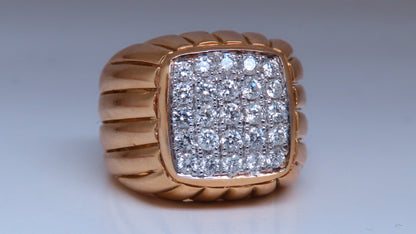 18 Karat 1 Carat Diamond Dome Ring Mod Deco Detail