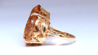 20ct. Natural Pear Citrine Victorian Solitaire Style Ring 18kt Gold Ref 12298**