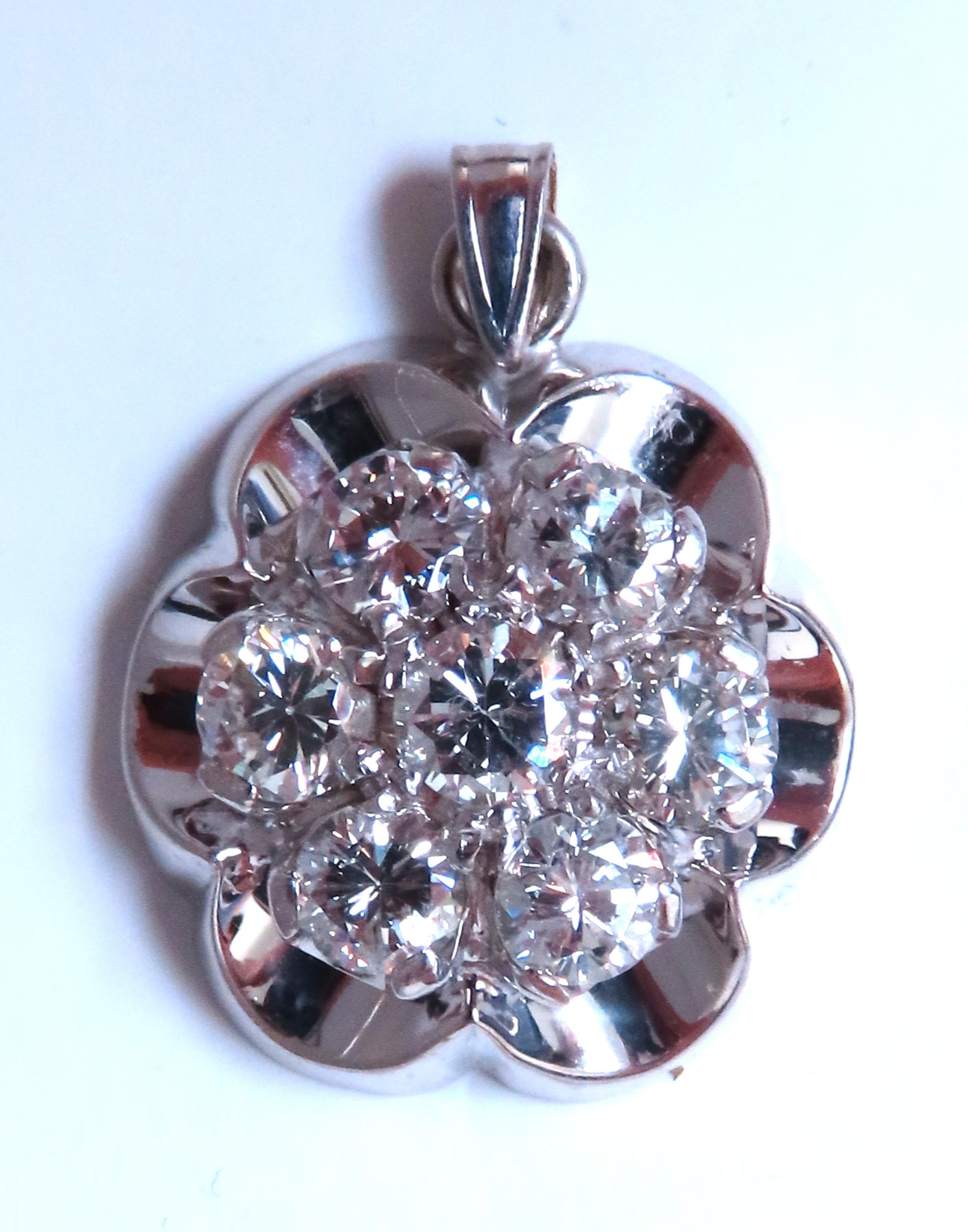 2.50ct Natural Diamonds Cluster pendant G/Si 14kt gold 12407