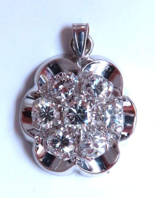 2.50ct Natural Diamonds Cluster pendant G/Si 14kt gold 12407