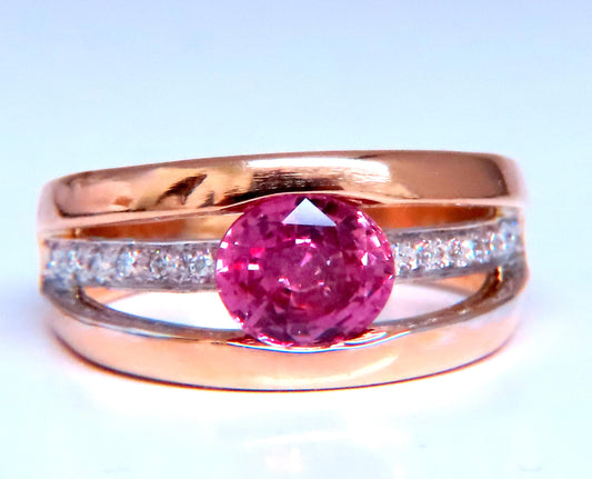 Gia Certified 1.74ct Natural Pink Sapphire Ring 18kt Gold 12411