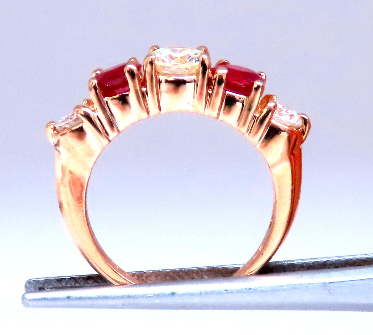 GIA Certified .72ct Round diamond Ruby Band 14kt 12412