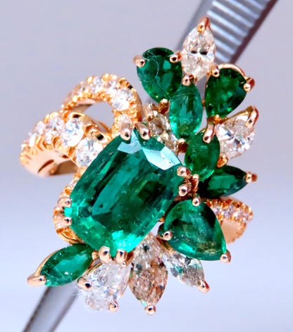 GIA 3.27ct Natural Emerald Cocktail Diamond Ring 14kt F2 12410