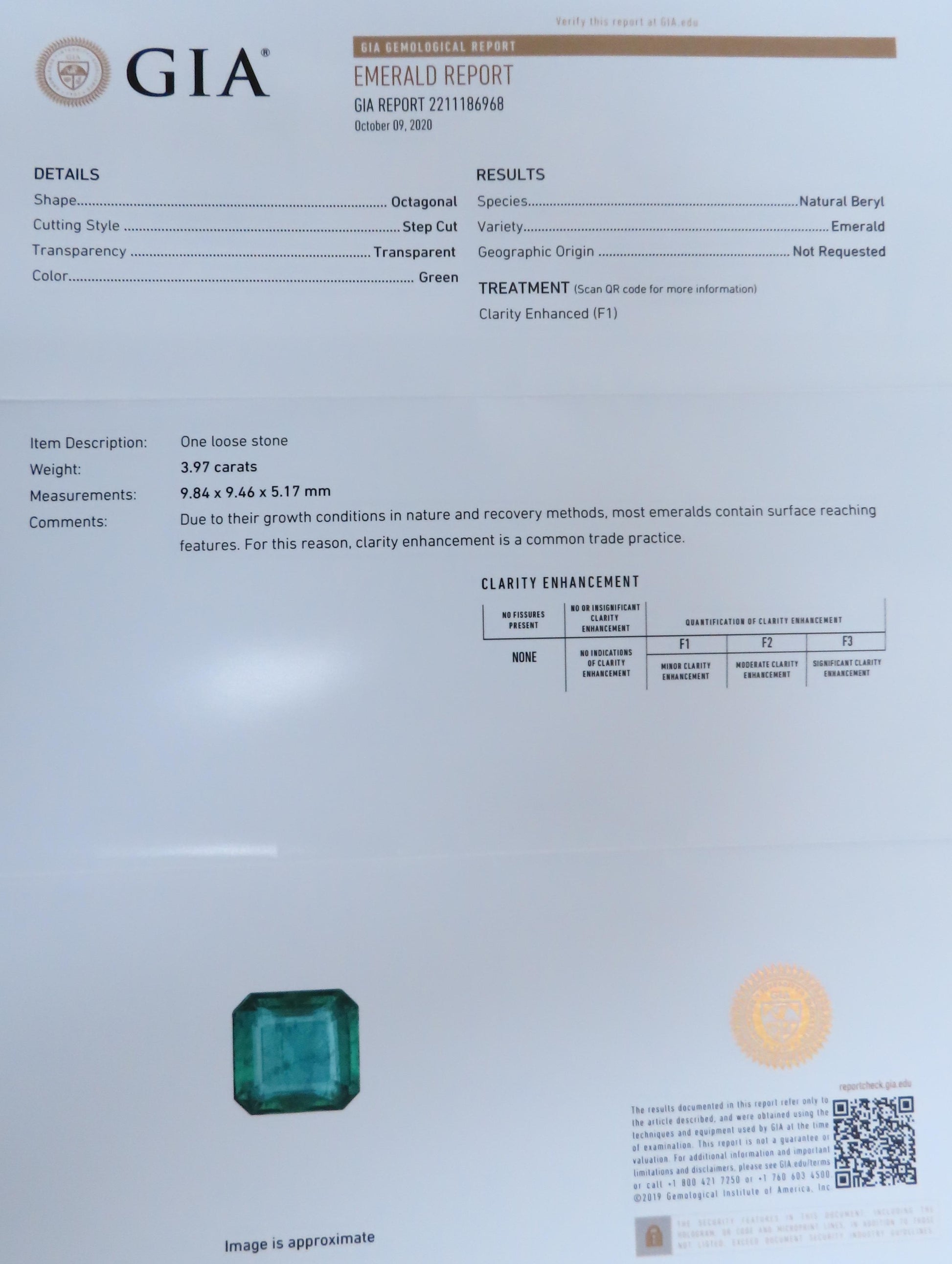 GIA Certified 3.97ct Natural Emerald (F1) Trillants Diamond Ring Platinum 12414