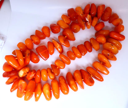 GIA Certified Natural Yellow Orange Amber Bead Necklace 12416