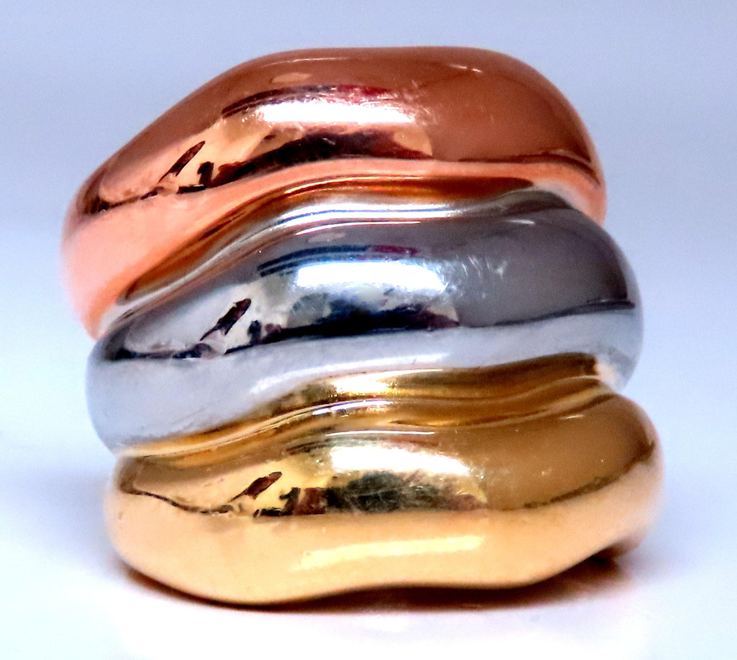 Tri-color Fused Wave Bands 18kt gold 12426