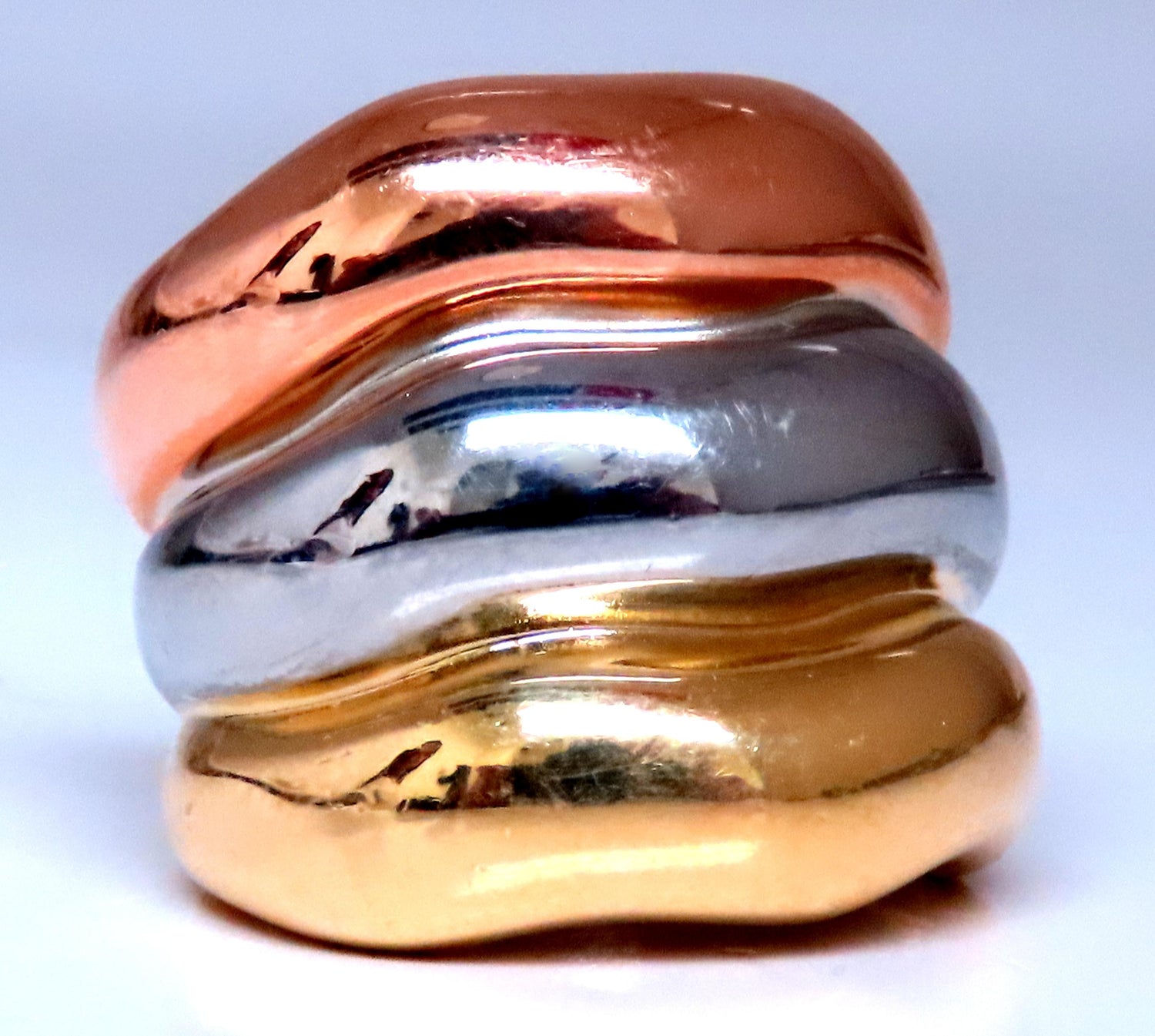Tri-color Fused Wave Bands 18kt gold 12426**