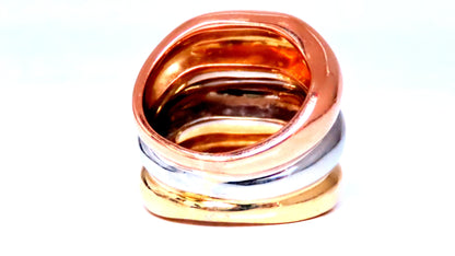 Tri-color Fused Wave Bands 18kt gold 12426