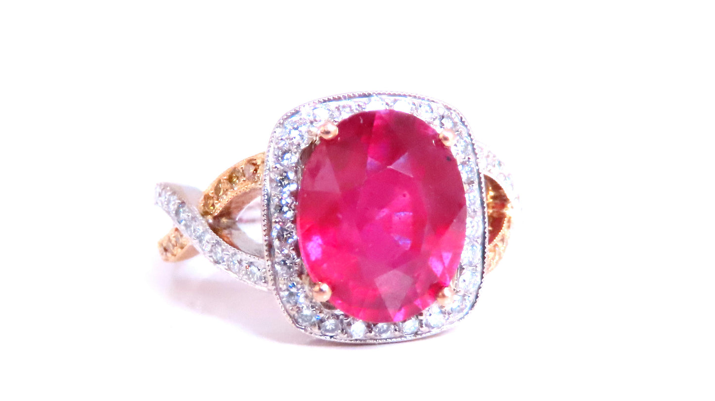 5.35ct Natural Ruby Diamond Ring 14kt Gold 12442