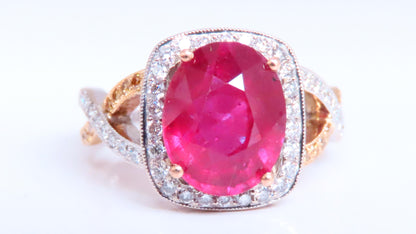 5.35ct Natural Ruby Diamond Ring 14kt Gold 12442