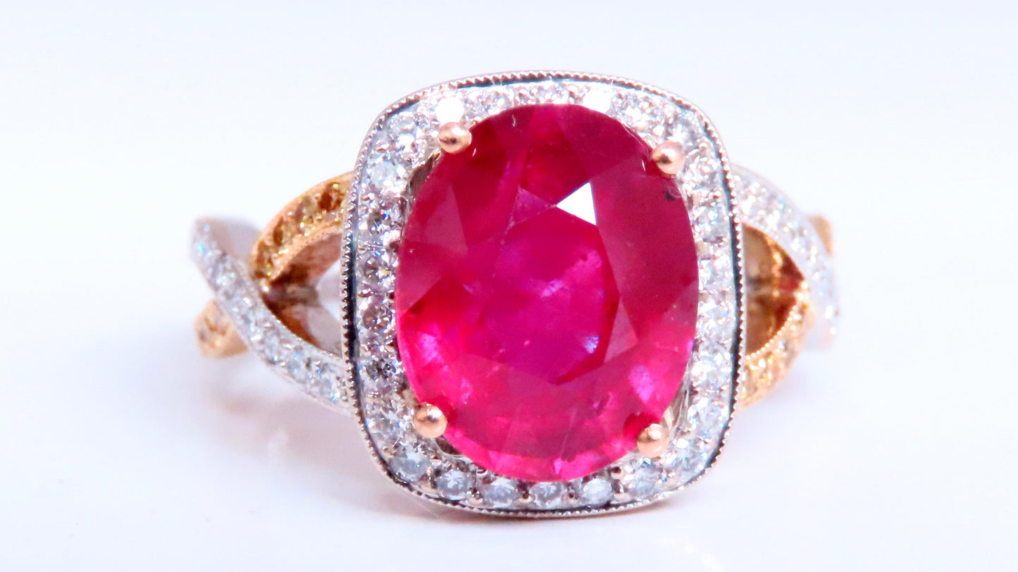 5.35ct Natural Ruby Diamond Ring 14kt Gold 12442