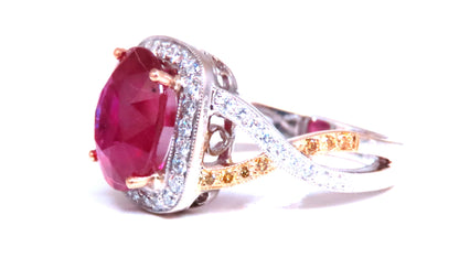 5.35ct Natural Ruby Diamond Ring 14kt Gold 12442