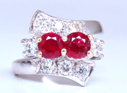 1.10ct Natural Ruby Diamonds Crossover Deco Ring 14kt Gold 12439