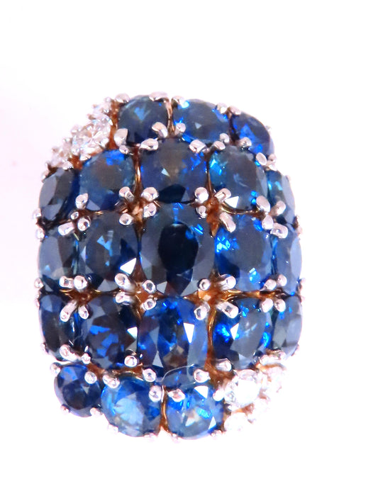 Natural Sapphire Diamonds Cluster Dome Ring Vintage Revisit Prime 14Kt 12438